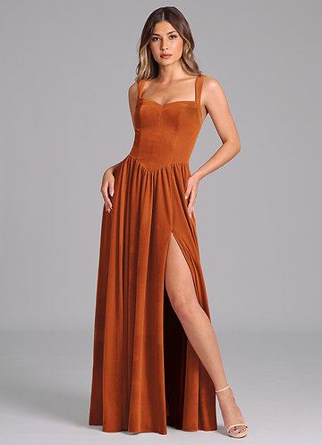 princess polly baby blue dress Burnt Orange Bridesmaid Dresses with Slit Long 2022 Kuwait main image 1