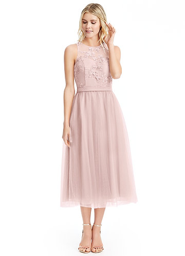 dusty rose tea length dress