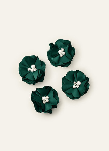 front Four-Piece Matching Color Stretch Satin Hair Clip Set