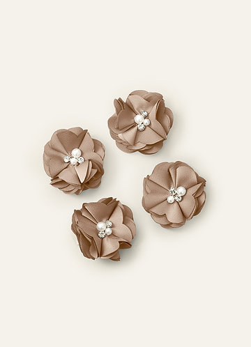 front Four-Piece Matching Color Stretch Satin Hair Clip Set
