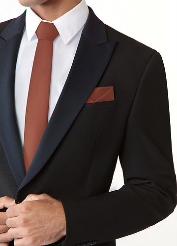 front Matte Satin Skinny Tie and Pocket Square Set