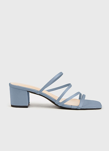 front Matching Color Matte Satin Strap Low Heel Sandals 0