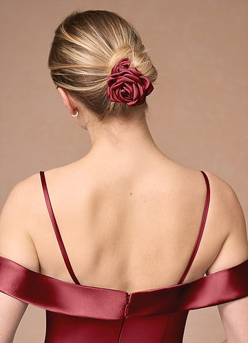 front Matching Color Matte Satin Rose Scrunchie