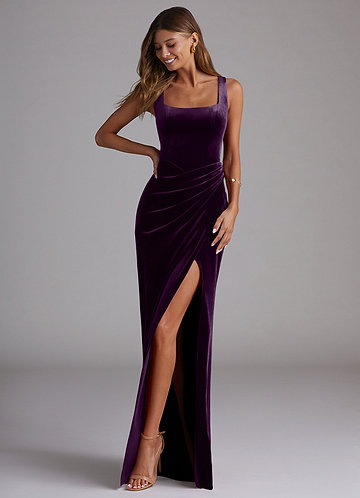 Mero Bridesmaid Dresses Grape Mermaid Pleated Velvet Dress image1