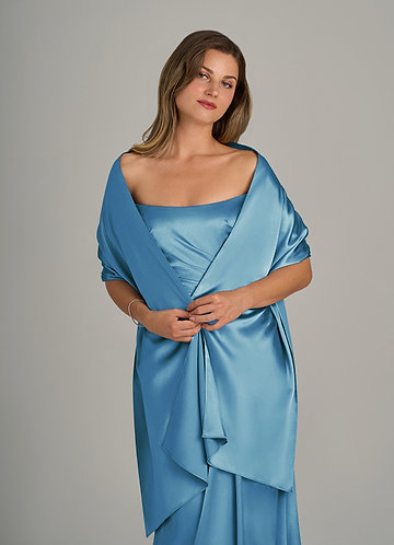 front Azazie Matching Color Metallic Satin Shawl