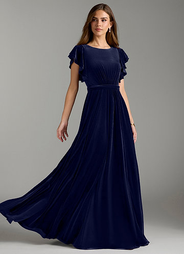 blue velvet dresses for women Priya Royal Draping Corset High Slit Gown Do Not Wring Côtesoire French Elegant Contrast Color