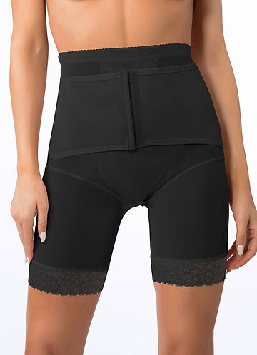 front_High Waisted Mid Thigh Padded Butt Shaper with Tummy Control