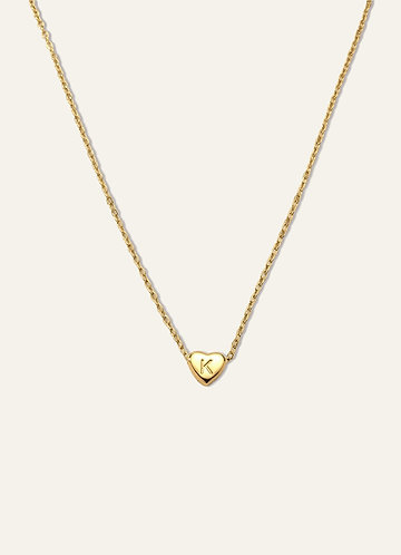 front 18K Gold Plated Heart-Shaped Letter Personalized Necklace