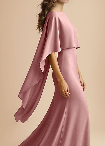 front Azazie Cape multi-positions en satin extensible de couleur assortie