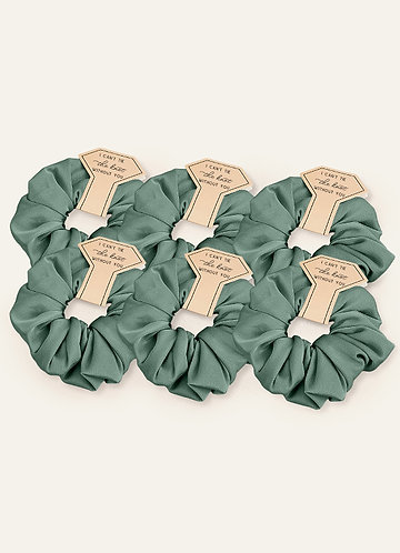 front Matching Color Six-Piece Bridesmaid Stretch Satin Over Size Scrunchie Set