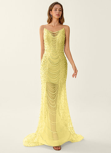 Cerys Jaune Robe de bal ornée de perles et de strass image1