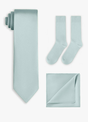 front Matching Stretch Satin Wide Tie & Pocket Square & Socks Set