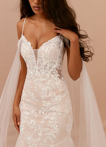 Exquisite Lace Detachable Train Wedding Dress With Removable Skirt