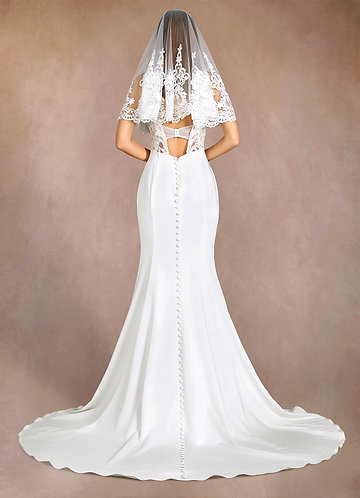 front Princess Lace Elbow Veil With Blusher
