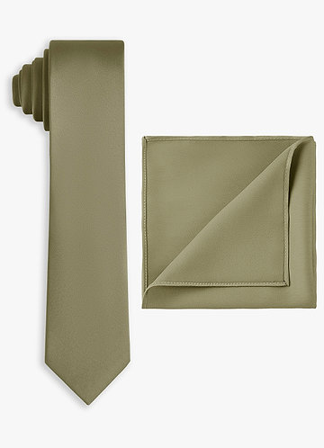 front Stretch Satin Skinny Tie and Pocket Square Set