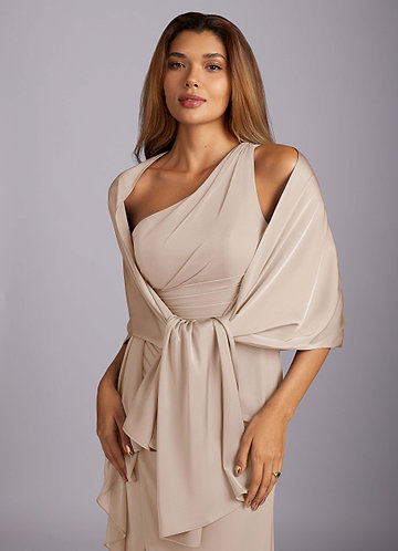 front Azazie Xale De Cetim Elástico Aleena De Cor Correspondente