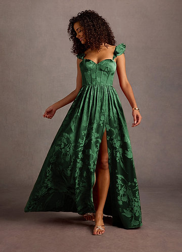 Jianna Hunter Green Flutter Sleeves Maxi Dress image1