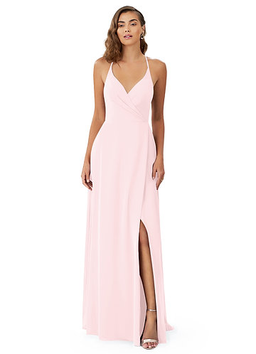 pink wrap bridesmaid dress