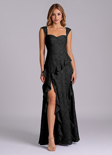 Black Floral Burnout Bridesmaid Dresses | Azazie