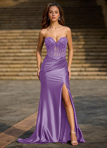 Enamel Purple Mermaid Prom Dress image1