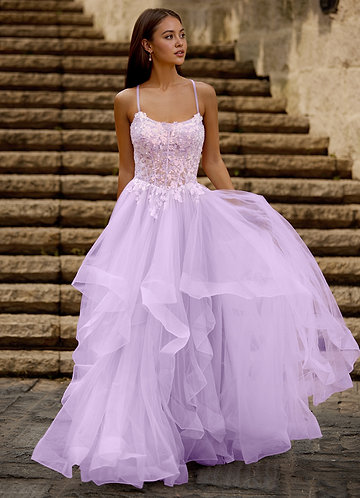 Mosaic Purple Ruffle Prom Dress image1