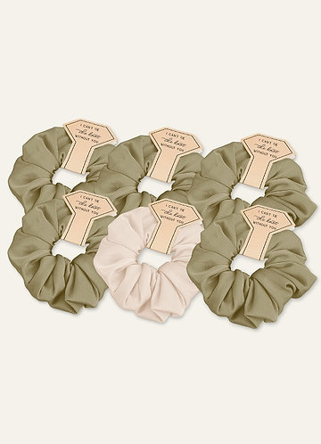 front Matchande färg blandad färg Brudtärna Stretch Satin Over Size Scrunchie Set
