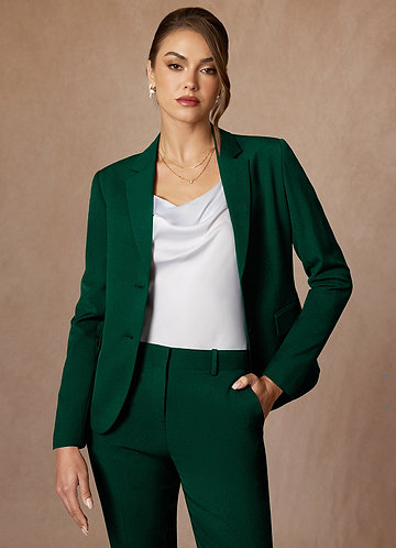 front Whitney Emerald Structured Stretch Blazer