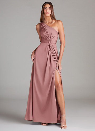 Brooke Light Pink A-Line One Shoulder Stretch Satin Dress image1