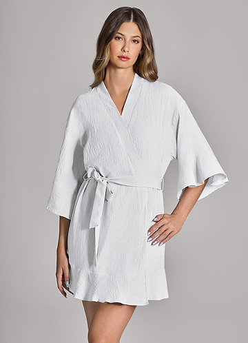 front Matching Color Ruffled Cloud-Soft Robe