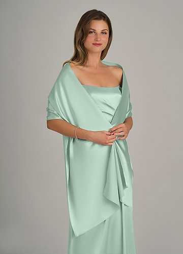 front Azazie Matching Color Ireland Metallic Satin Shawl