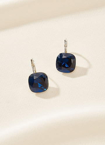 front Square Gemstone Huggie Earrings