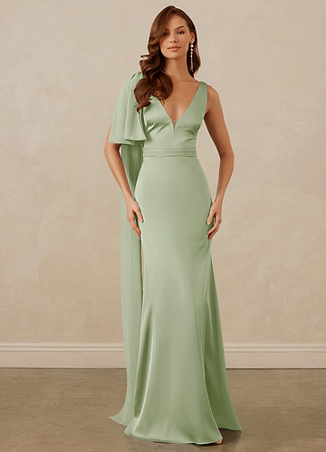 Christian Siriano Bridal for Azazie 1011 Bridesmaid Dresses Plunging Stretch Satin Mermaid Dress image1 0