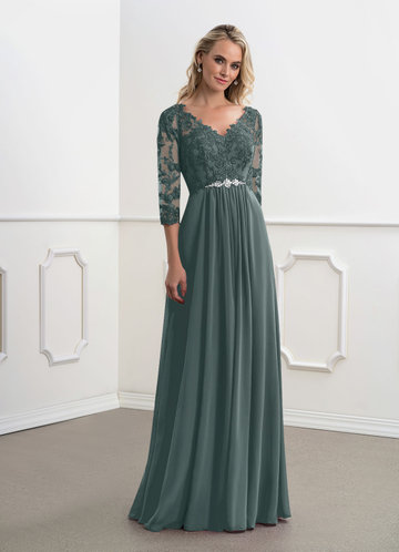 pewter mother of the bride dress