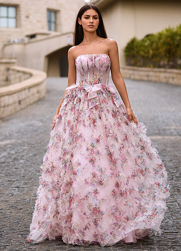 Bloomy Pink Romantic Blossom Prom Dress image1