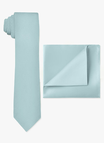 front Conjunto de gravata fina e lenço de bolso em cetim fosco