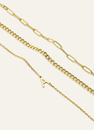 front Juego de pulseras con letras iniciales de 3 piezas