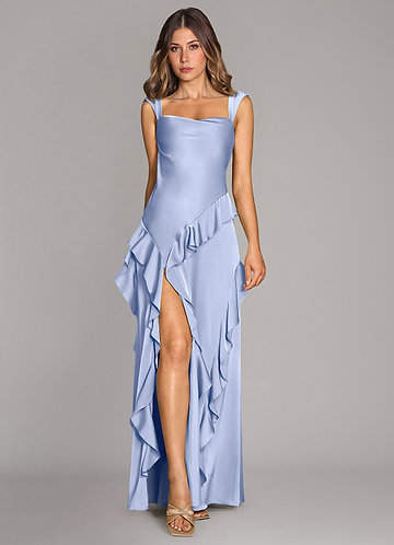 Azazie Sloane Bridesmaid Dresses Ice A-Line Sweetheart Neckline Stretch Satin Dress image1