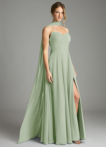 Azazie Ayla Abiti da Damigella Abito A-Line in Chiffon Scollo a Cuore Verde Salvia image1