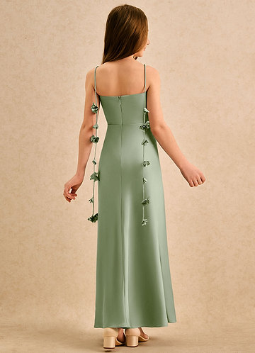 Azazie Kandi Girls Formal Vestidos de Niña de Flores Vestido de Salvia Polvorienta de Satén Elástico de Corte en A con Escote de Corazón image1