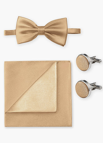front Matching Bow Tie & Pocket Square & Cuff Links Set