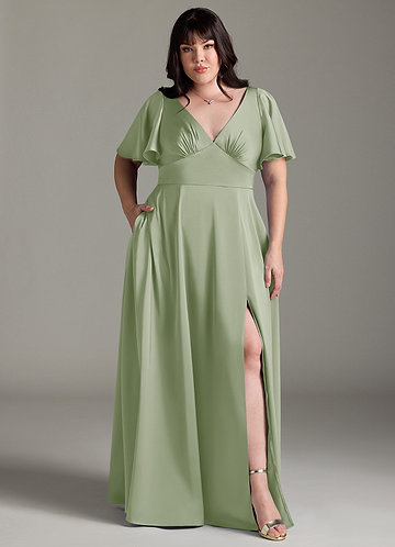 Green Satin Dress Sage Plus Size Dress Dusty Sage Plus Size