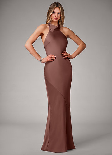 Azazie Velli Vestidos Dama de Honor Vestido de Expresado de Satén Elástico de Corte Sirena image1