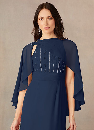 front Azazie Matching Color Chiffon Asymmetrical Wrap