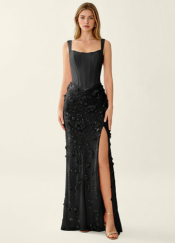 black lace prom dress uk BABARONI Tulle Fuchsia Dresses Sheath/Column Sweetheart Appliqued Beaded With Slit Lace-up Backless, Fuchsia / US0 Height 174cm Corset Prom Long Black Cocktail