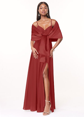 front Azazie Matching Color Aleena Matte Satin Shawl