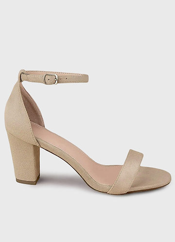 front Suede Ankle Strap Chunky Heels