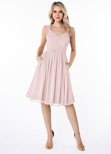 Blushing Pink Tea Length Or Knee Length Bridesmaid Dresses | Azazie