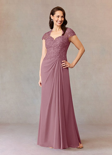 Azazie Junie Mother of the Brides Dresses Vintage Mauve A-Line Lace Chiffon Dress image1