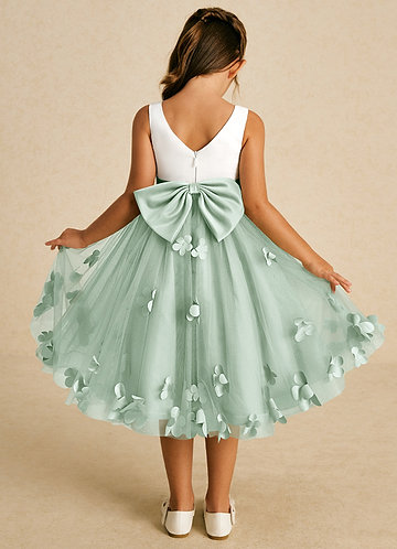 Azazie Sprout Flower Girl Dresses Agave A-Line Bow Tulle Dress image1