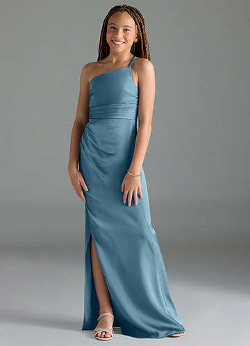 Azazie Eren Junior Vestido Bermudas de Cetim elástico de Bainha com Plissado image1